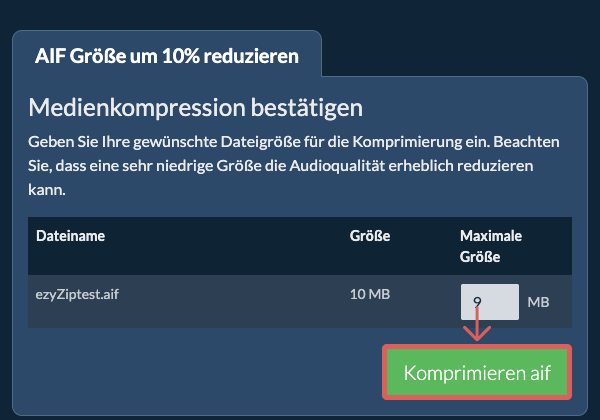 In 10% konvertieren Komprimieren 10%