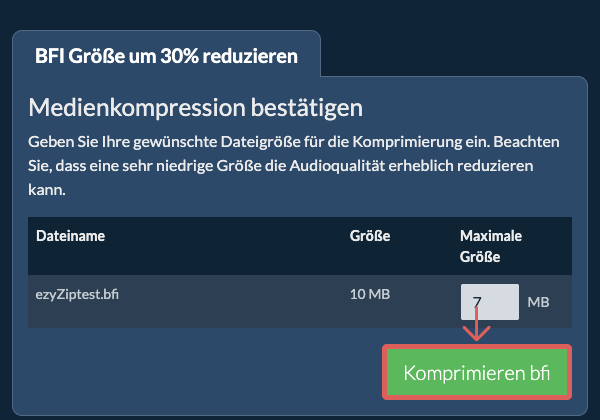 In 30% konvertieren Komprimieren 30%