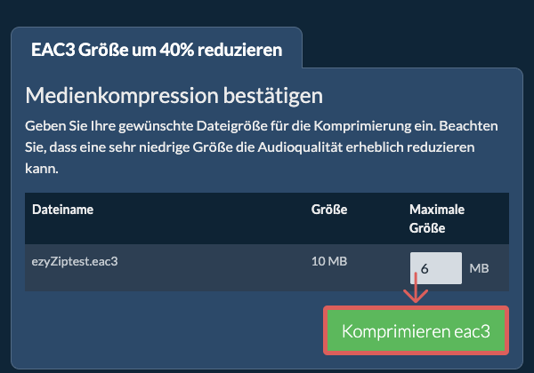 In 40% konvertieren Komprimieren 40%