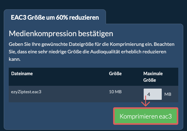 In 60% konvertieren Komprimieren 60%