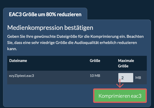 In 80% konvertieren Komprimieren 80%