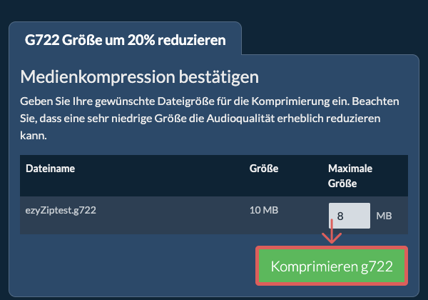 In 20% konvertieren Komprimieren 20%