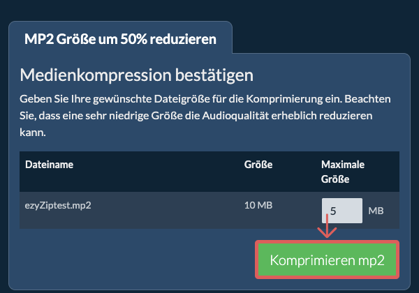 In 50% konvertieren Komprimieren 50%