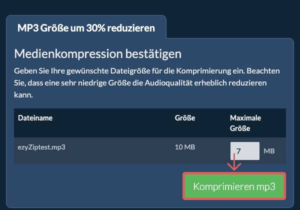 In 30% konvertieren Komprimieren 30%