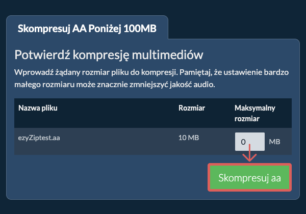 Konwertuj na 100MB Konwertuj na 100MB