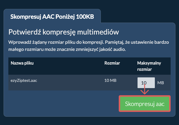Konwertuj na 100KB