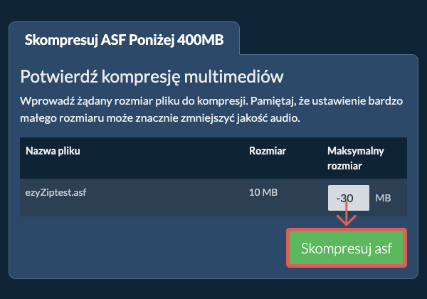 Konwertuj na 400MB
