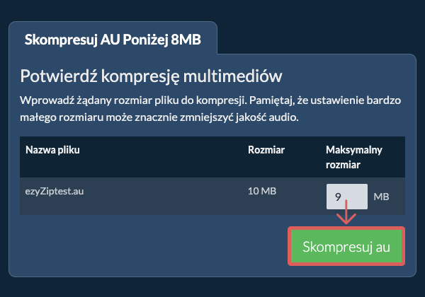 Konwertuj na 8MB
