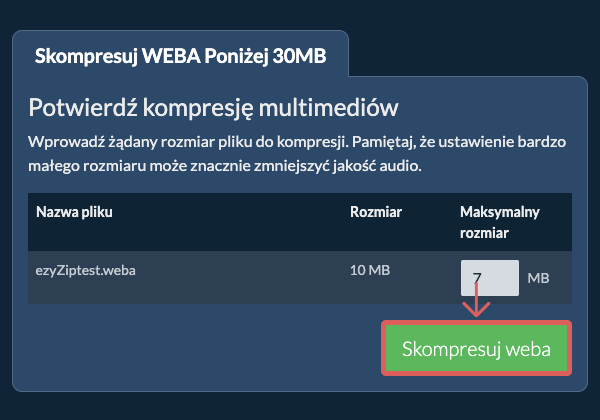 Konwertuj na 30MB
