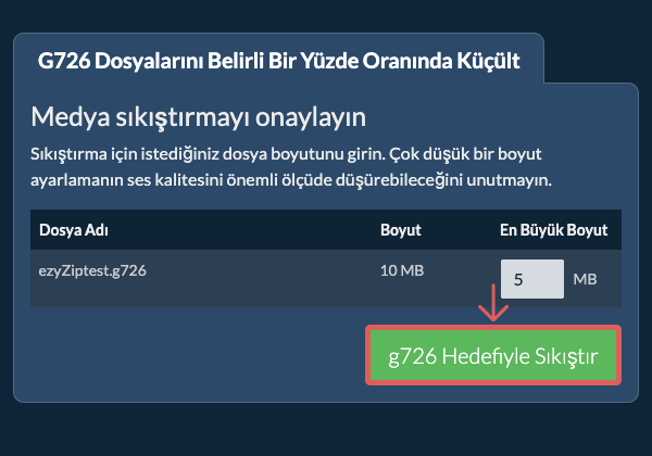 belirli bir yüzde Hedefiyle Sıkıştır