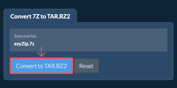 Start conversion to TAR.BZ2