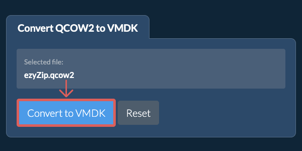 Start conversion to VMDK