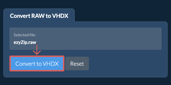 Start conversion to VHDX