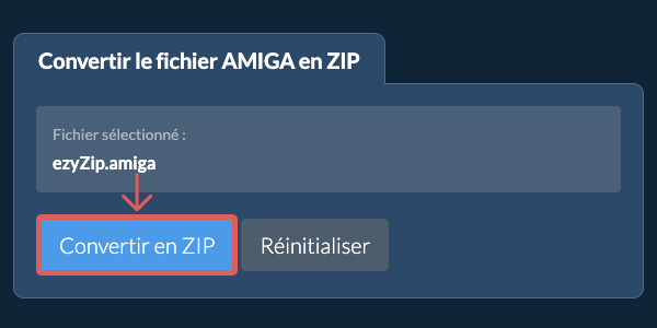 Démarrer la conversion en ZIP