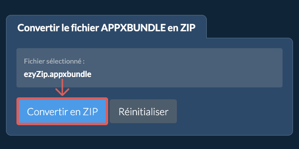 Démarrer la conversion en ZIP