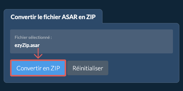 Démarrer la conversion en ZIP