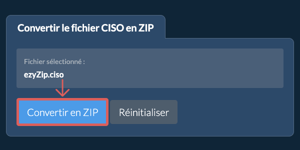 Démarrer la conversion en ZIP