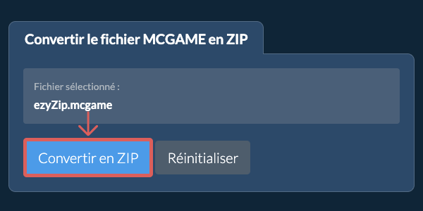 Démarrer la conversion en ZIP