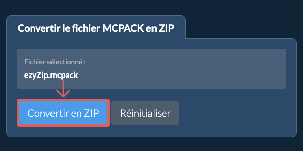 Démarrer la conversion en ZIP Démarrer la conversion en ZIP