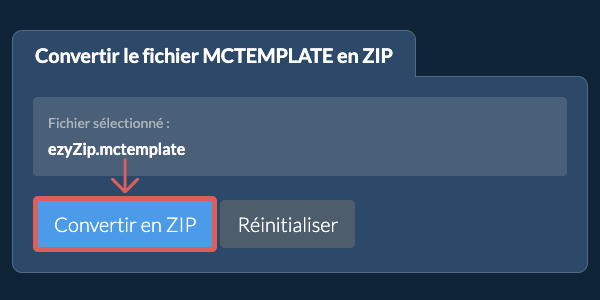 Démarrer la conversion en ZIP