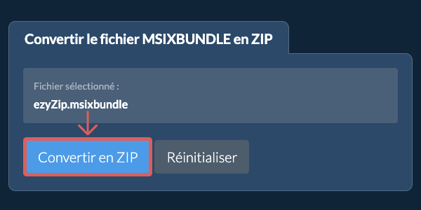 Démarrer la conversion en ZIP