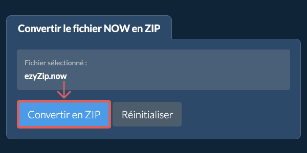 Démarrer la conversion en ZIP Démarrer la conversion en ZIP