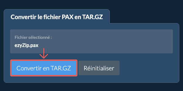 Démarrer la conversion en TAR.GZ Démarrer la conversion en TAR.GZ