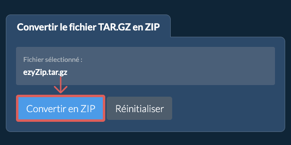 Démarrer la conversion en ZIP