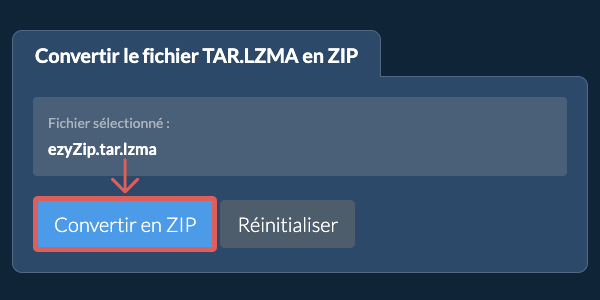 Démarrer la conversion en ZIP