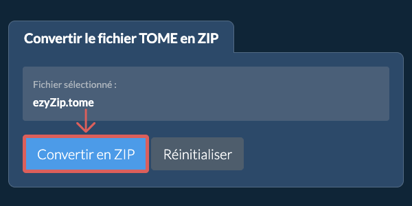 Démarrer la conversion en ZIP