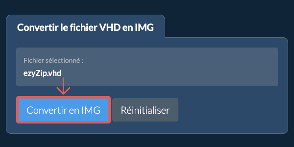 Démarrer la conversion en IMG