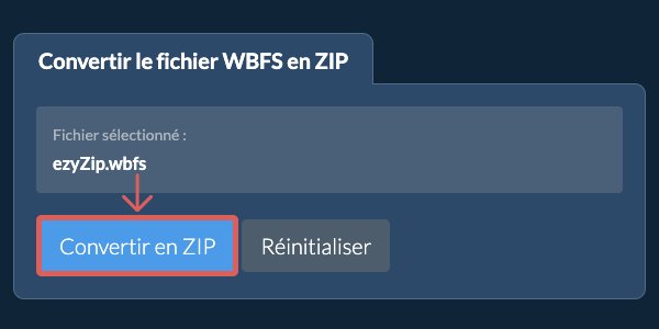 Démarrer la conversion en ZIP Démarrer la conversion en ZIP