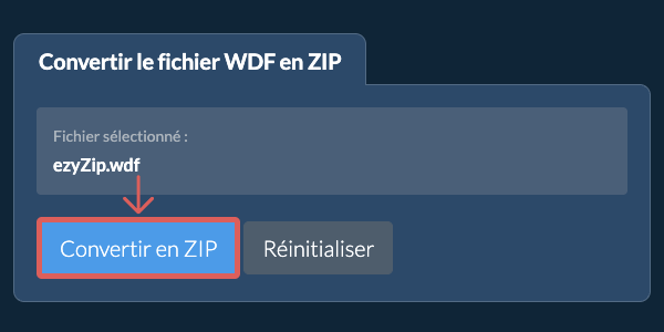 Démarrer la conversion en ZIP