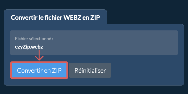 Démarrer la conversion en ZIP Démarrer la conversion en ZIP