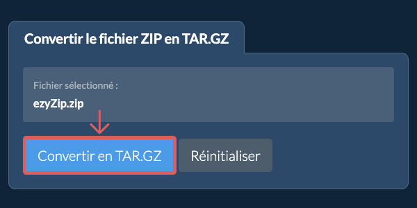 Démarrer la conversion en TAR.GZ