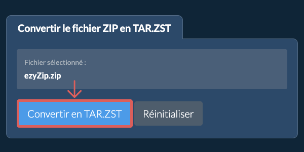 Démarrer la conversion en TAR.ZST Démarrer la conversion en TAR.ZST