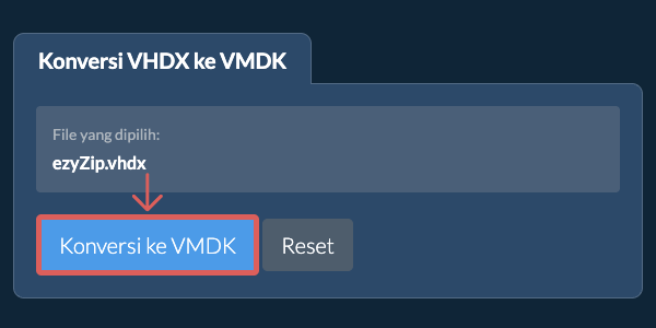 Mulai konversi ke VMDK