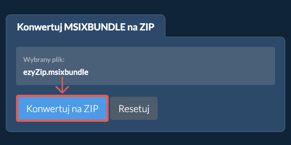 Rozpocznij konwersję na ZIP
