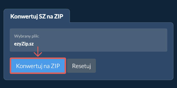 Rozpocznij konwersję na ZIP