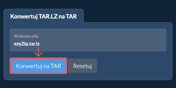 Rozpocznij konwersję na TAR