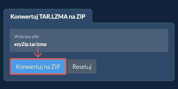 Rozpocznij konwersję na ZIP