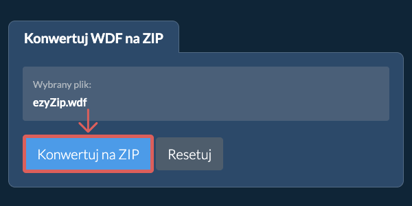 Rozpocznij konwersję na ZIP