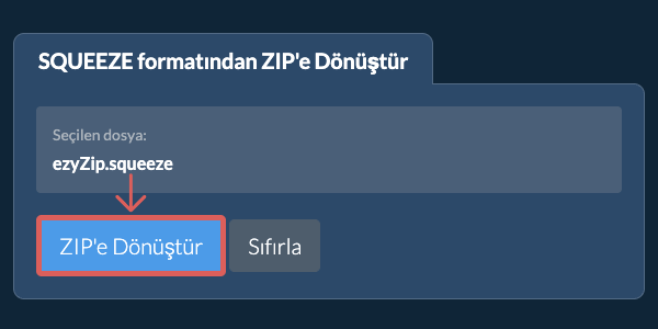 ZIP dönüşümüne başlayın