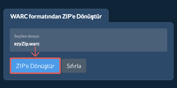 ZIP dönüşümüne başlayın