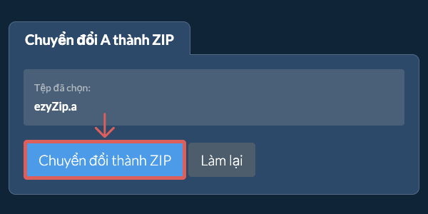 Bắt đầu chuyển đổi thành ZIP