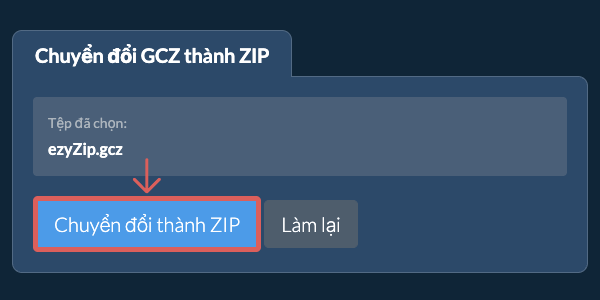 Bắt đầu chuyển đổi thành ZIP
