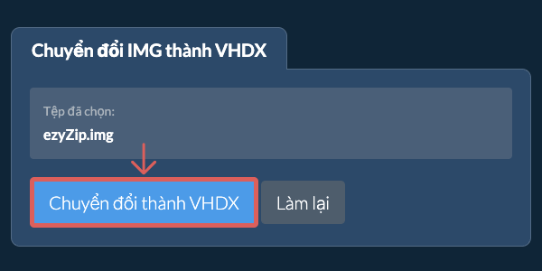 Bắt đầu chuyển đổi thành VHDX