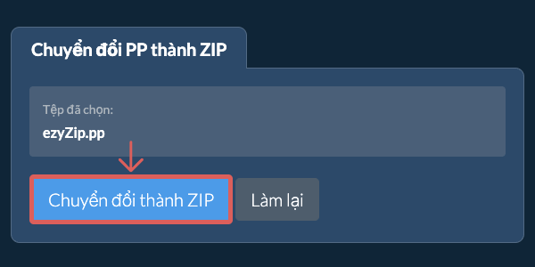 Bắt đầu chuyển đổi thành ZIP