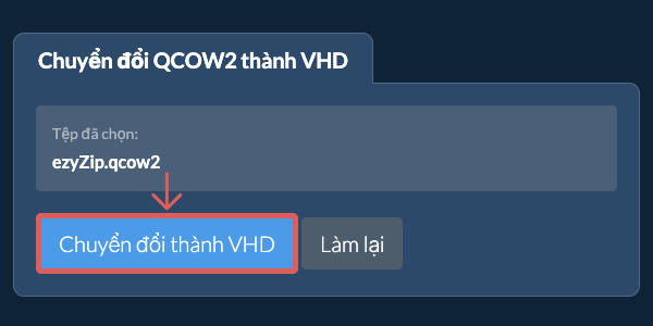 Bắt đầu chuyển đổi thành VHD