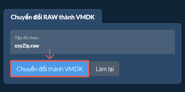 Bắt đầu chuyển đổi thành VMDK Bắt đầu chuyển đổi thành VMDK